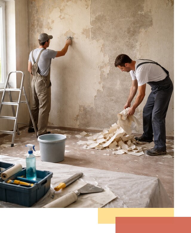 Снятие старых обоев в юбилейном быстро и качественно