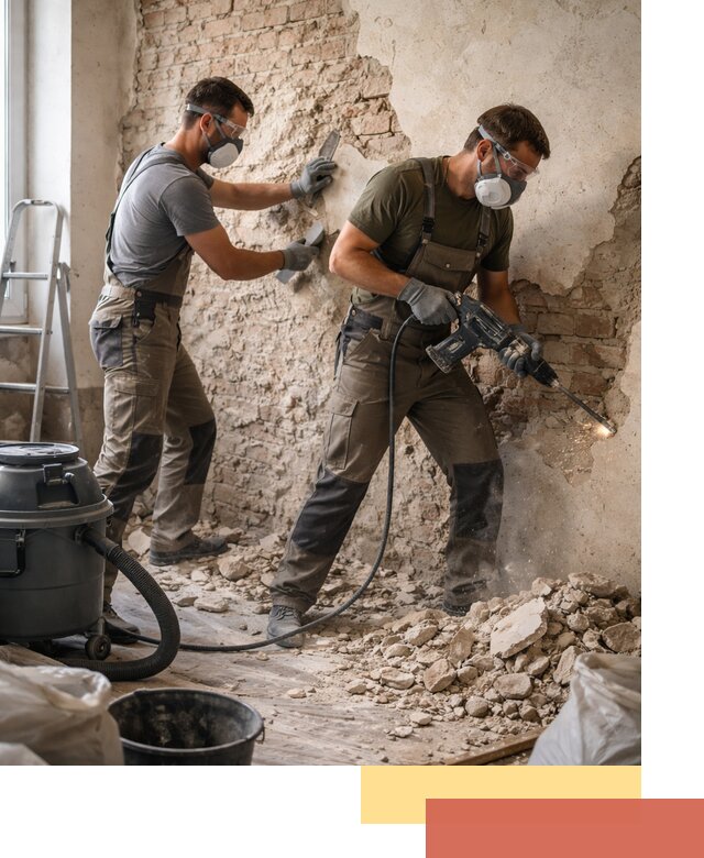 Демонтаж штукатурки со стен в юбилейном быстро и аккуратно