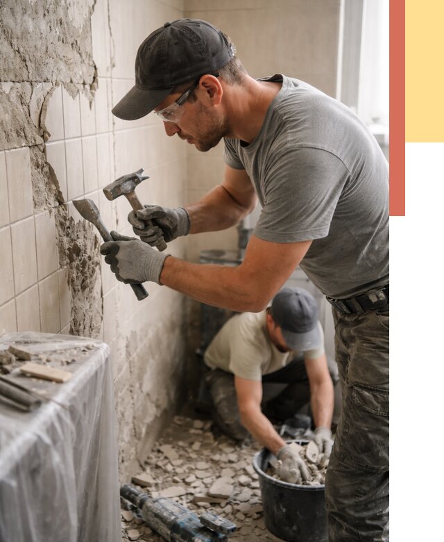 Демонтаж плитки со стен в юбилейном от 876 руб. — быстро и недорого | ОТДЕЛОЧНИК-Юбл