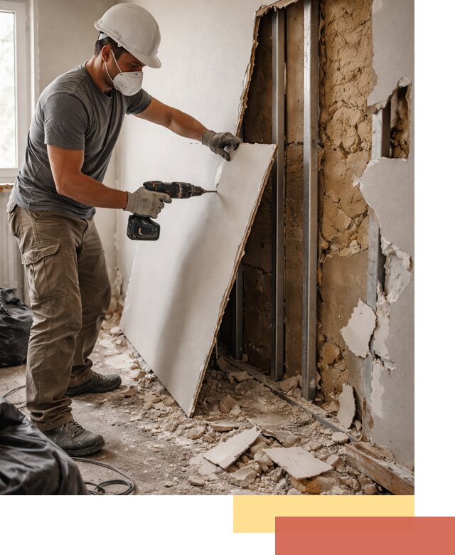 Демонтаж гипсокартона со стен в юбилейном качественно и быстро