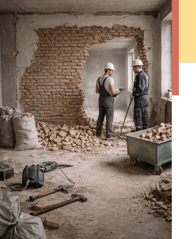 Демонтаж кирпичных стен в юбилейном от 4327 руб. — быстро, недорого, под ключ | ОТДЕЛОЧНИК-Юбл