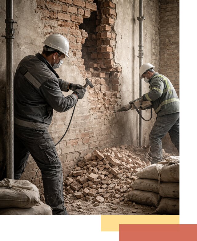 Демонтаж кирпичных стен в юбилейном быстро и безопасно