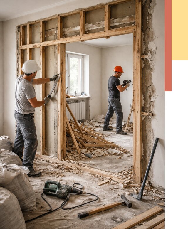 Демонтаж деревянных перегородок в юбилейном от 3297 руб. — быстро и недорого | ОТДЕЛОЧНИК-Юбл