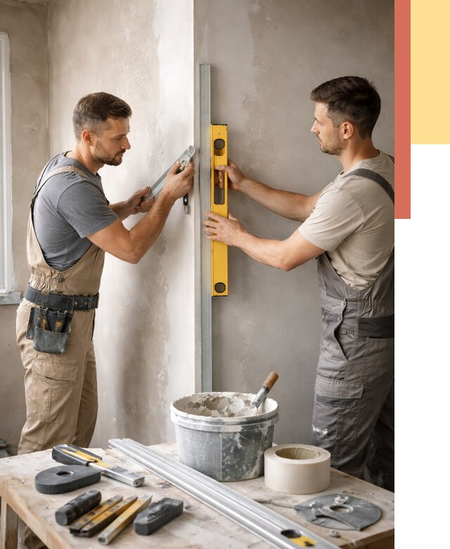 Выведение углов стен в юбилейном от 1906 руб. быстро и недорого | ОТДЕЛОЧНИК-Юбл