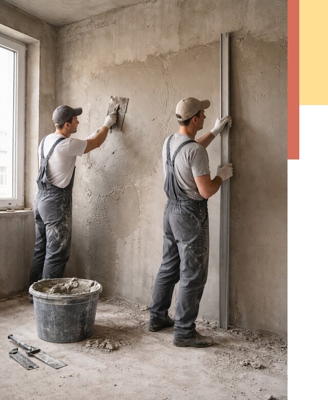 Штукатурка бетонных стен в юбилейном от 4636 руб/м² — качественно и быстро | ОТДЕЛОЧНИК-Юбл
