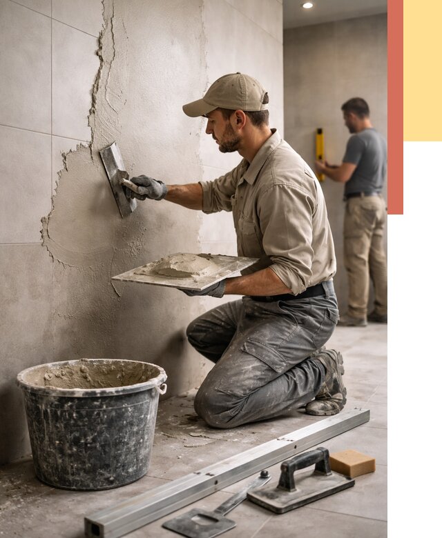 Штукатурка стен в ванной в юбилейном от 4636 руб./м² — выравнивание под ключ | ОТДЕЛОЧНИК-Юбл