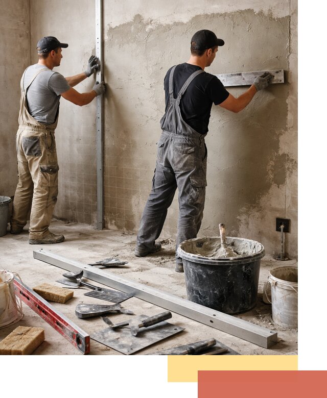 Профессиональная штукатурка стен под плитку в юбилейном