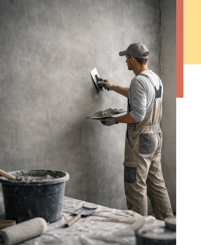 Декоративная штукатурка под бетон в юбилейном от 2576 руб./м² — нанесение под ключ | ОТДЕЛОЧНИК-Юбл