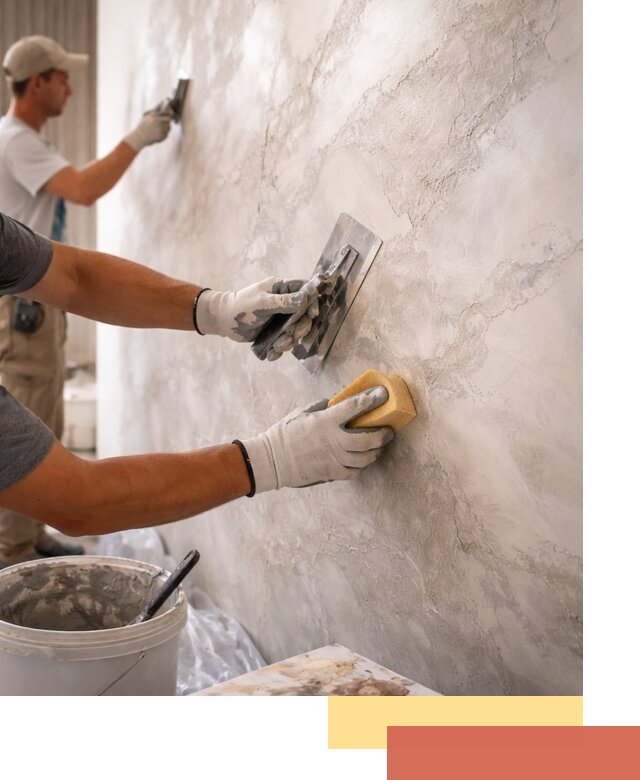 Декоративная штукатурка под мрамор в юбилейном для стен и потолков