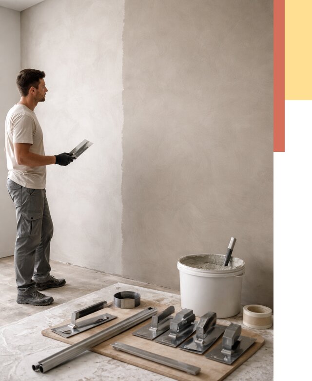 Нанесение микроцемента на стены в юбилейном от 3297 руб./м2 под ключ | ОТДЕЛОЧНИК-Юбл