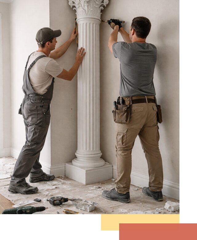 Установка декоративных колонн в юбилейном под ключ