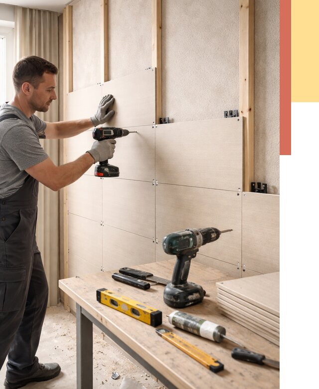 Монтаж МДФ панелей на стены в юбилейном от 1288 руб. под ключ | ОТДЕЛОЧНИК-Юбл