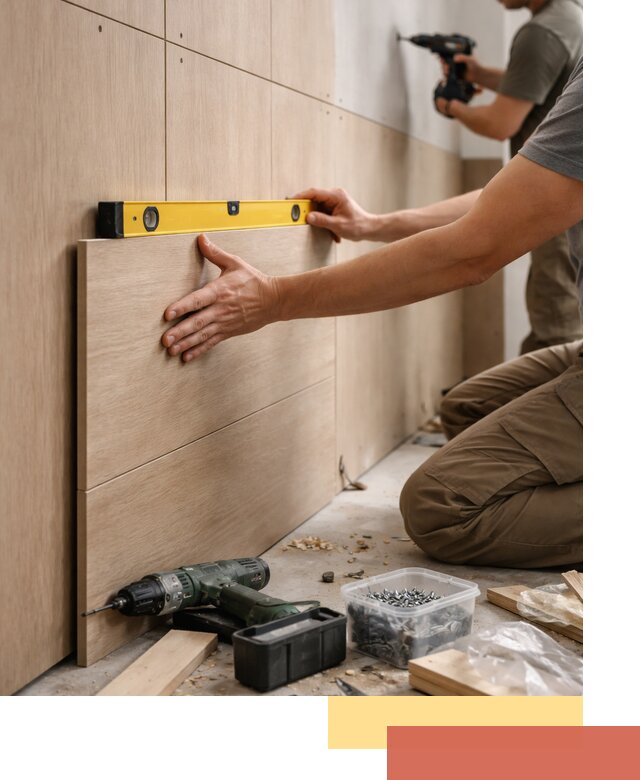 Профессиональный монтаж МДФ панелей на стены в юбилейном