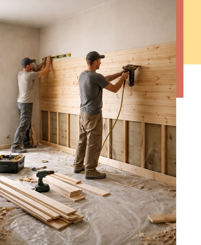 Монтаж деревянной вагонки на стены в юбилейном от 7727 руб. | Услуги монтажа вагонки | ОТДЕЛОЧНИК-Юбл