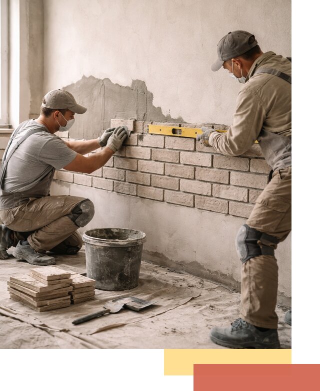 Монтаж декоративного кирпича профессионально в юбилейном