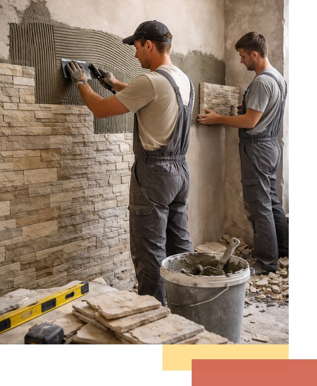 Монтаж искусственного камня в юбилейном — облицовка стен и фасадов