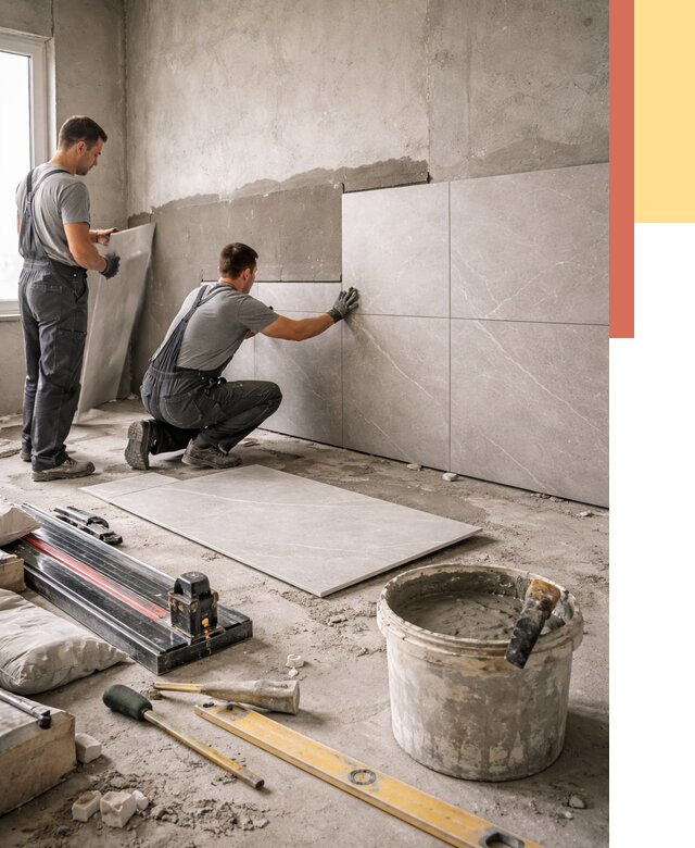 Облицовка стен керамогранитом в юбилейном от 4327 руб./м² — услуги под ключ | ОТДЕЛОЧНИК-Юбл