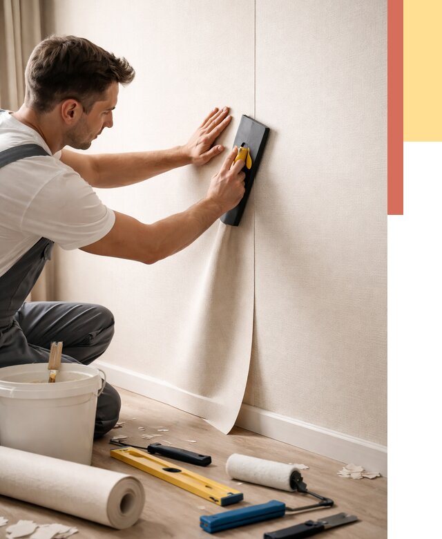 Поклейка виниловых обоев в юбилейном от 4636 руб. | Быстро и недорого — ОТДЕЛОЧНИК-Юбл