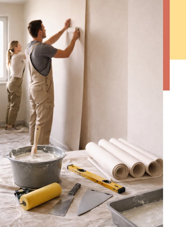 Поклейка бумажных обоев в юбилейном от 5667 руб./м2 — быстро и недорого | ОТДЕЛОЧНИК-Юбл