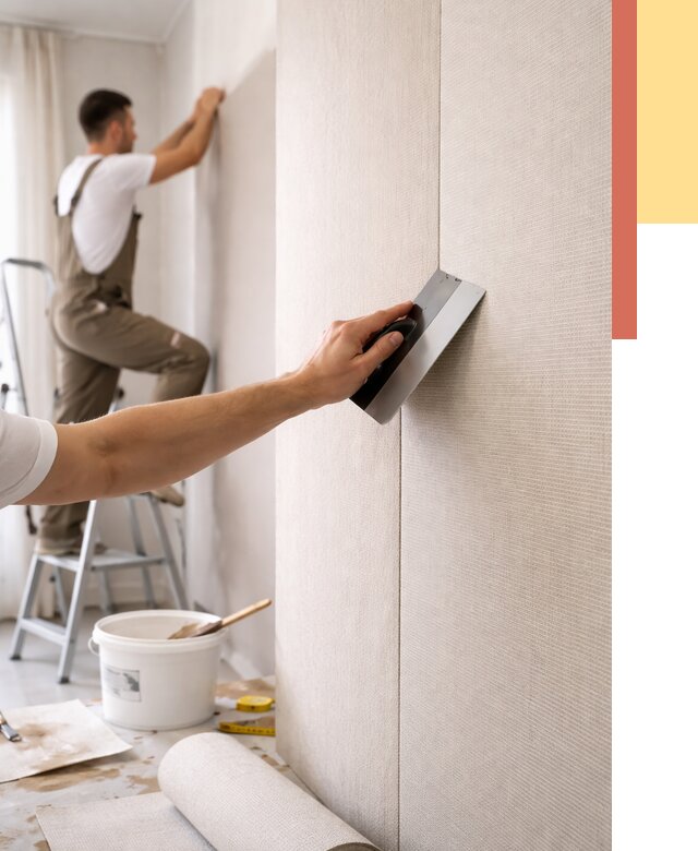 Поклейка текстильных обоев в юбилейном от 4636 руб. под ключ | ОТДЕЛОЧНИК-Юбл