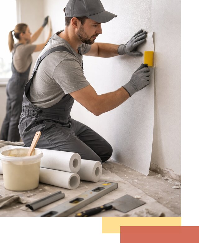 Поклейка стеклообоев профессионально в юбилейном