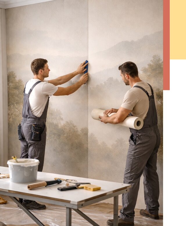 Поклейка фотообоев в юбилейном от 8758 руб/м² — быстро и недорого | ОТДЕЛОЧНИК-Юбл