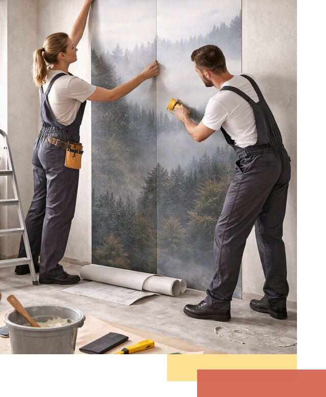 Поклейка фотообоев профессионально в юбилейном под ключ