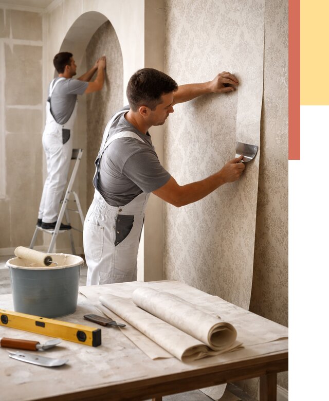 Поклейка обоев на сложные стены в юбилейном от 2885 руб. под ключ | ОТДЕЛОЧНИК-Юбл