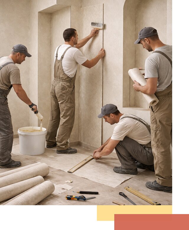 Поклейка обоев на сложные стены и неровные поверхности в юбилейном