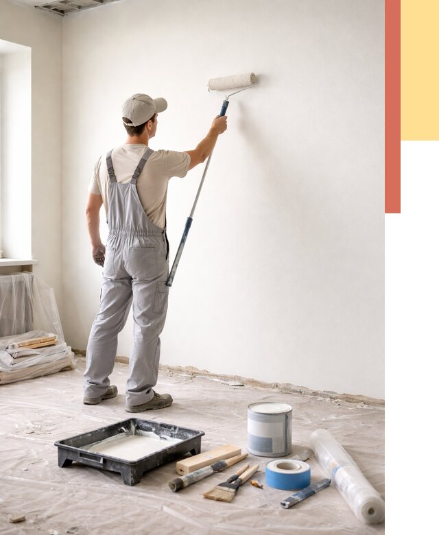 Покраска стен водоэмульсионной краской в юбилейном от 464 руб. за м² | ОТДЕЛОЧНИК-Юбл