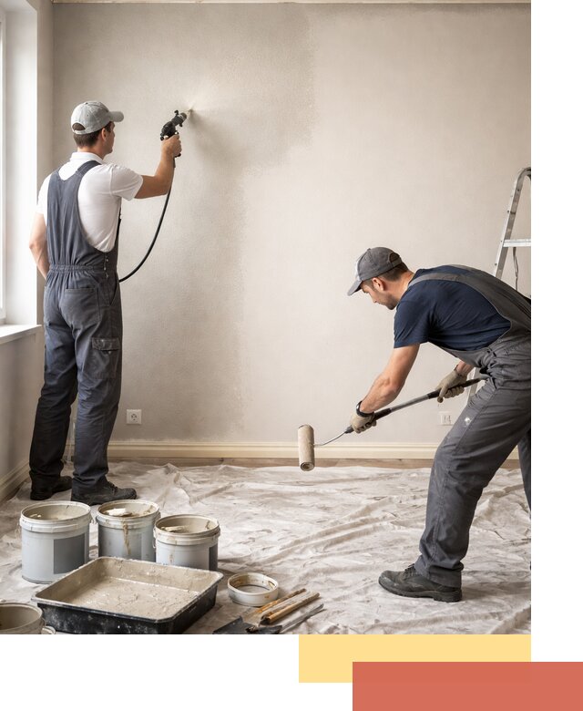 Покраска стен моющейся краской и защита поверхностей в юбилейном