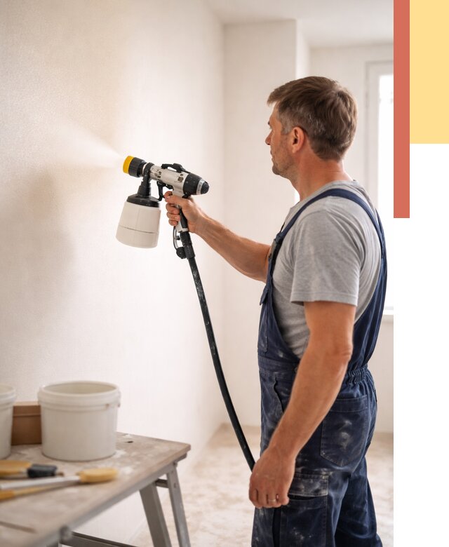 Покраска стен краскопультом в юбилейном от 7727 руб. — механизированная покраска | ОТДЕЛОЧНИК-Юбл