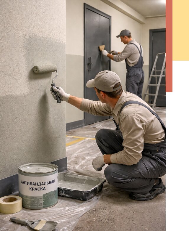 Покраска стен антивандальной краской в юбилейном от 4636 руб./м² под ключ | ОТДЕЛОЧНИК-Юбл