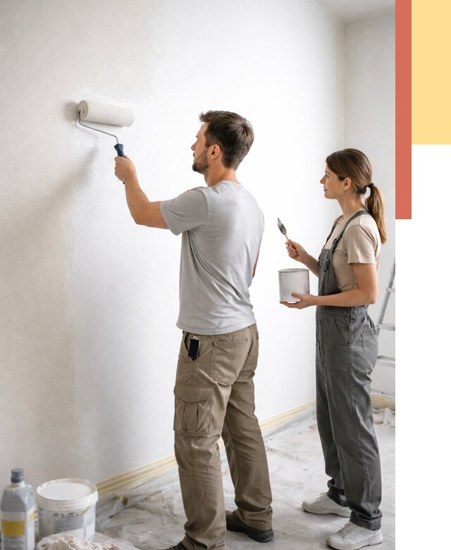 Окраска стен по стеклохолсту в юбилейном от 4636 руб/м² под ключ | ОТДЕЛОЧНИК-Юбл