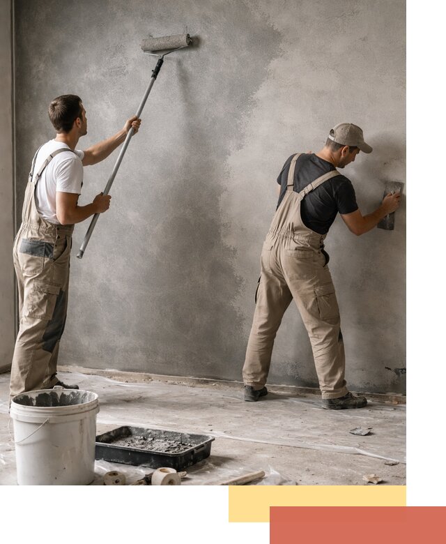 Покраска стен под бетон в юбилейном профессионально и недорого