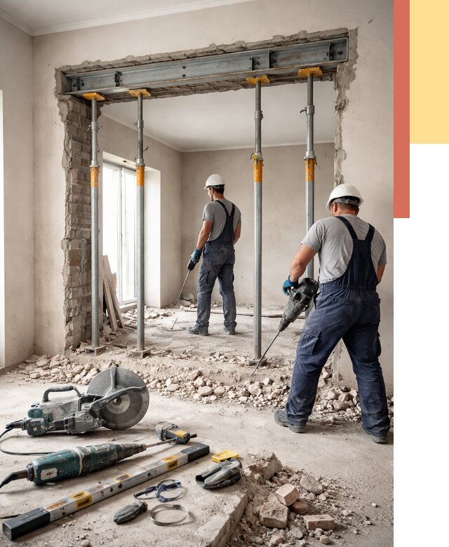 Прорезка проема в стене в юбилейном от 4636 руб. — быстро и недорого | ОТДЕЛОЧНИК-Юбл