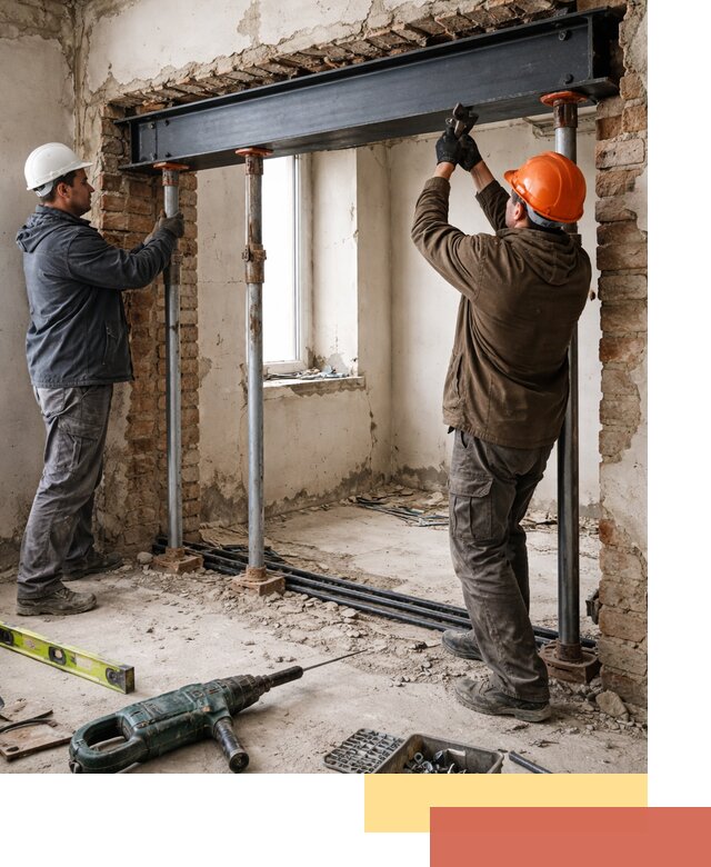 Усиление проема в стене в юбилейном для расширения и безопасности