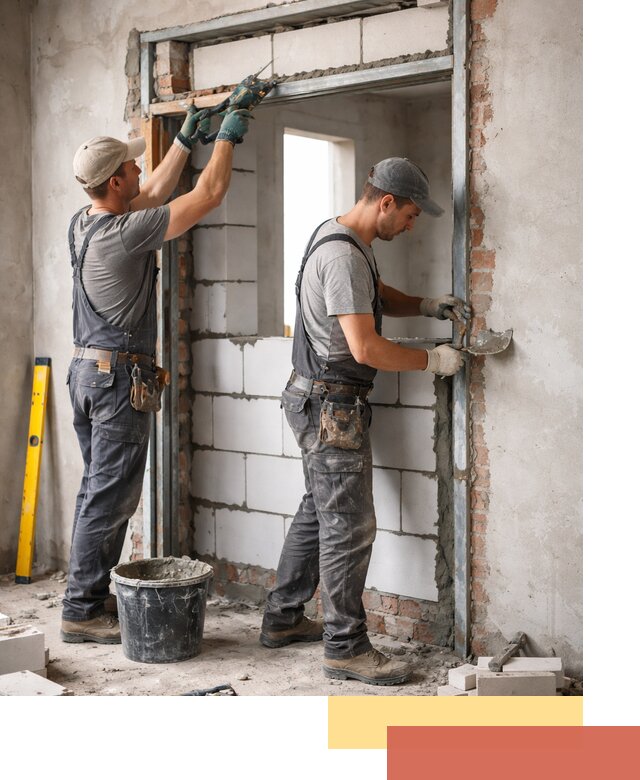 Закладка дверного проема под ключ в юбилейном: демонтаж, монтаж, отделка