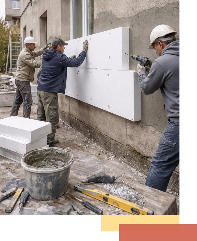 Утепление наружных стен пенопластом в юбилейном