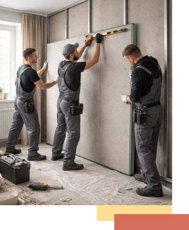 Шумоизоляция стен панелями ЗИПС в юбилейном для жилых и коммерческих помещений