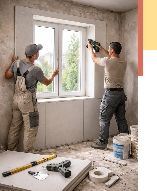 Монтаж откосов из гипсокартона в юбилейном от 4636 руб. под ключ | ОТДЕЛОЧНИК-Юбл