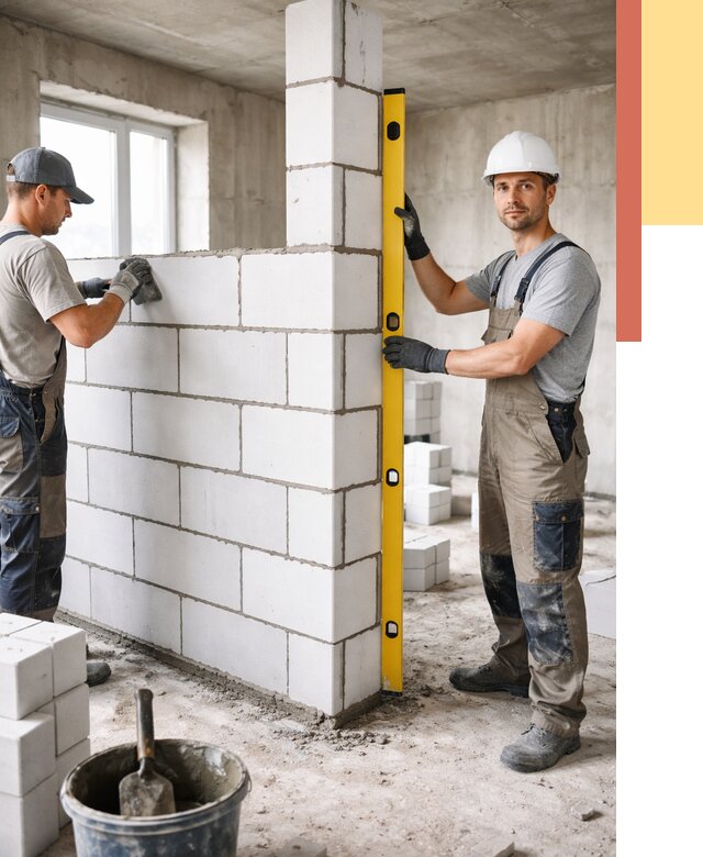 Кладка перегородок из пеноблока в юбилейном от 1855 руб. под ключ | ОТДЕЛОЧНИК-Юбл