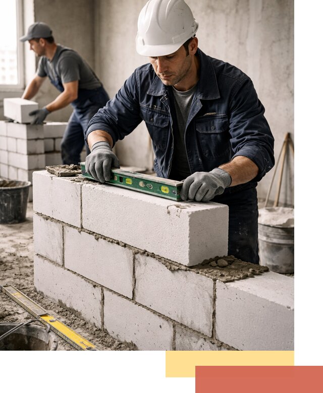 Кладка перегородок из пеноблока под ключ в юбилейном