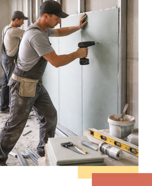 Кладка влагостойких перегородок ПГП в юбилейном