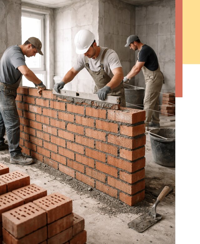 Кладка перегородок из кирпича в юбилейном от 3606 руб. за м² | ОТДЕЛОЧНИК-Юбл