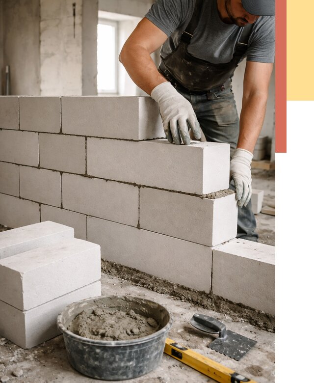 Кладка перегородок из силикатного блока в юбилейном от 4121 руб. под ключ | ОТДЕЛОЧНИК-Юбл