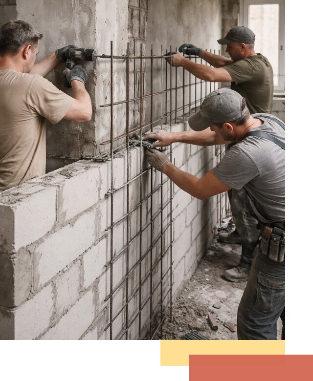 Армирование кладки перегородок в юбилейном профессионально и надёжно