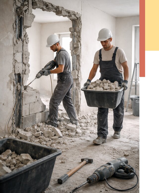 Демонтаж блоковых перегородок в юбилейном от 3864 руб. — быстро и недорого | ОТДЕЛОЧНИК-Юбл