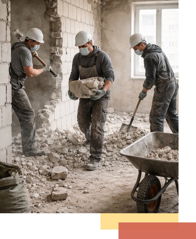 Демонтаж блочных перегородок в юбилейном быстро и аккуратно