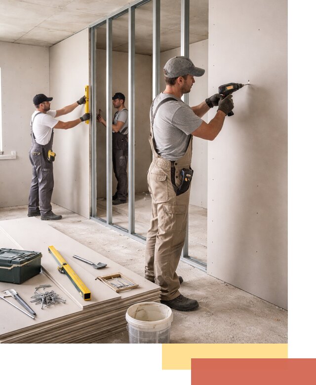 Однослойная перегородка из гипсокартона в юбилейном под ключ, монтаж и отделка